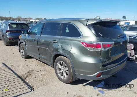 2014 Toyota Highlander Xle V6 из США, поврежденный, VIN 5TDJKRFH5ES007806